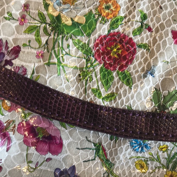 ALDO snake pattern grey purple flowers sm hand bag - Picture 2 of 6